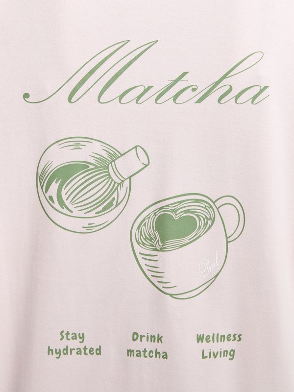 Pomelo Pomelo Matcha Graphic Tee - Light Pink
