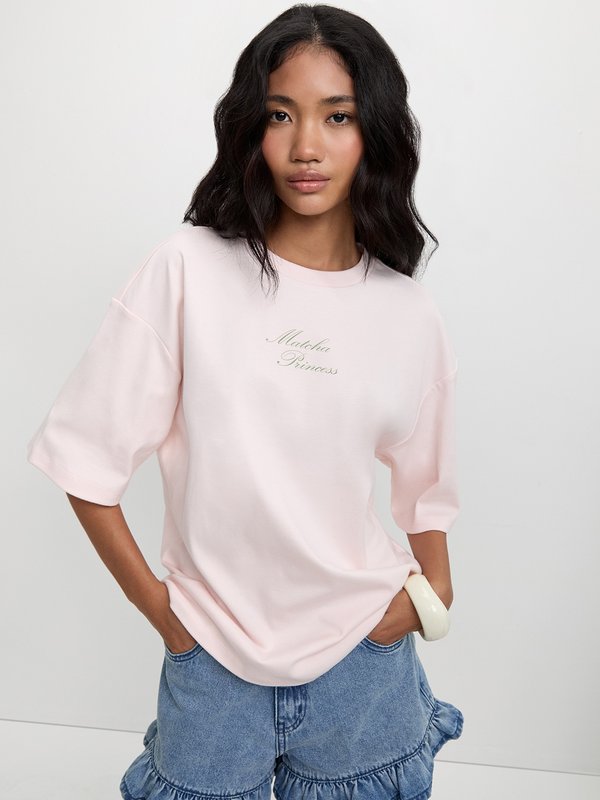 pomelo Pomelo Matcha Graphic Tee - Light Pink