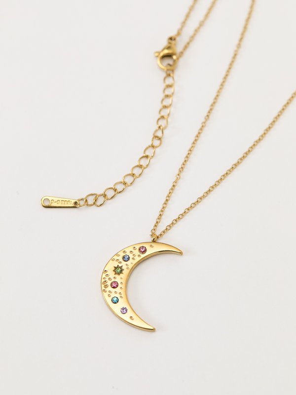 Pomelo Pomelo Moon Charm Necklace - Multi Color