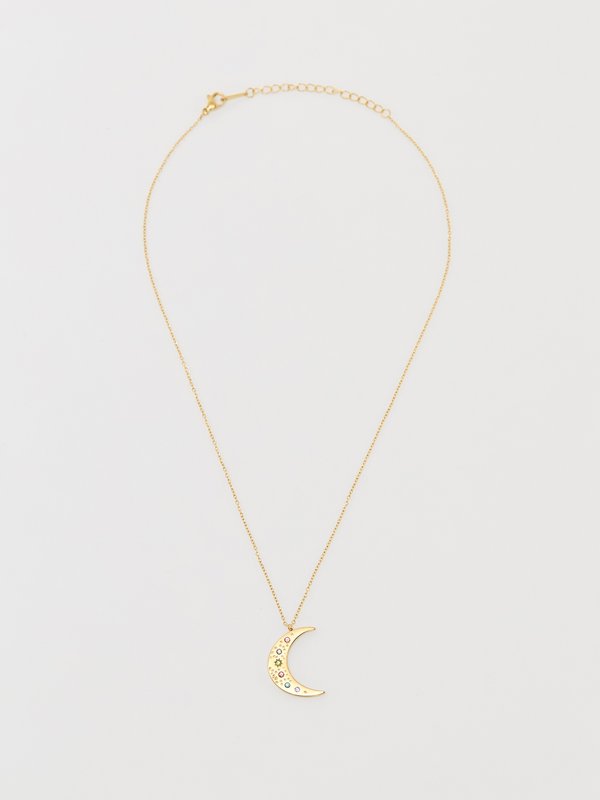 pomelo Pomelo Moon Charm Necklace - Multi Color