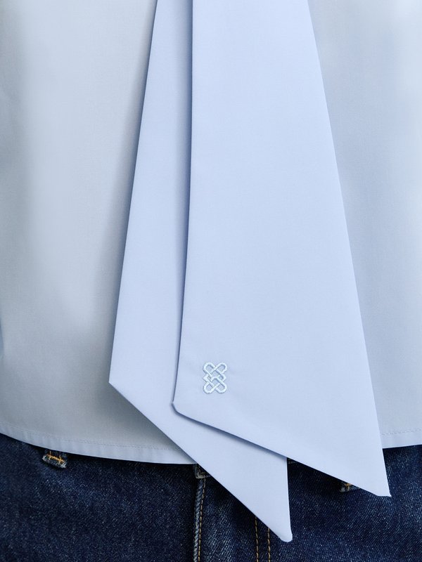 Pomelo Pomelo Necktie Cropped Shirt - Baby Blue