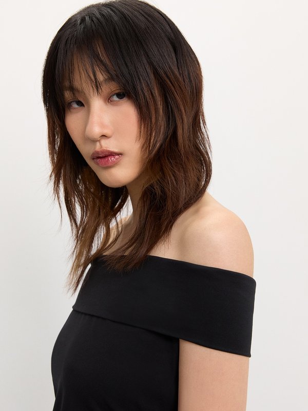 Pomelo Pomelo Off-Shoulder Flare Dress - Black