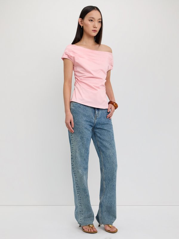 Pomelo Pomelo Off-Shoulder Ruched Top - Pink