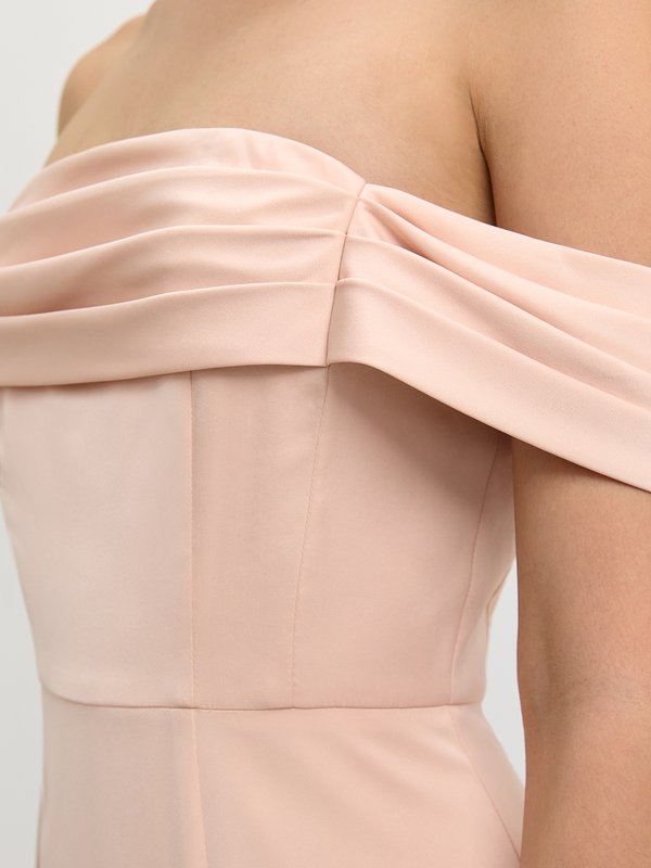 Pomelo Pomelo Off-Shoulder Side Slit Dress - Pink