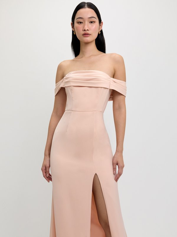 Pomelo Pomelo Off-Shoulder Side Slit Dress - Pink