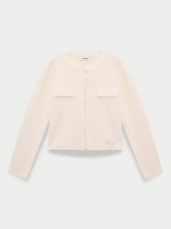 pomelo Pomelo One-Button Knit Cardigan - Ivory