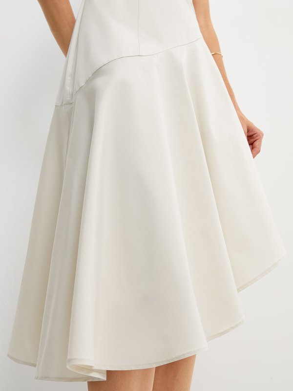 Pomelo Pomelo One-Shoulder Flowy Midi Dress- Ivory