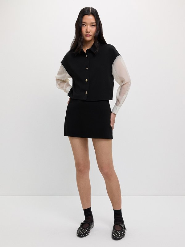 Pomelo Pomelo Organza Sleeve Shirt - Black