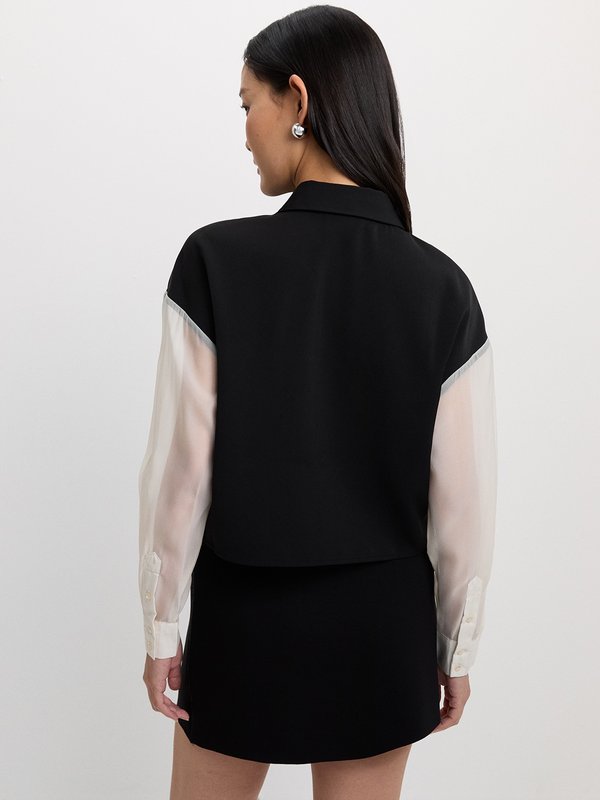 Pomelo Pomelo Organza Sleeve Shirt - Black