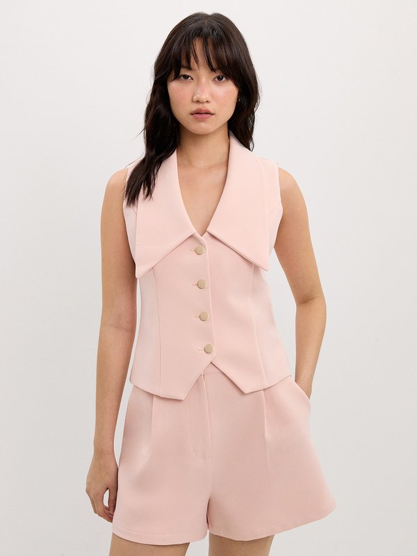 pomelo Pomelo Oversized Collar Vest - Light Pink