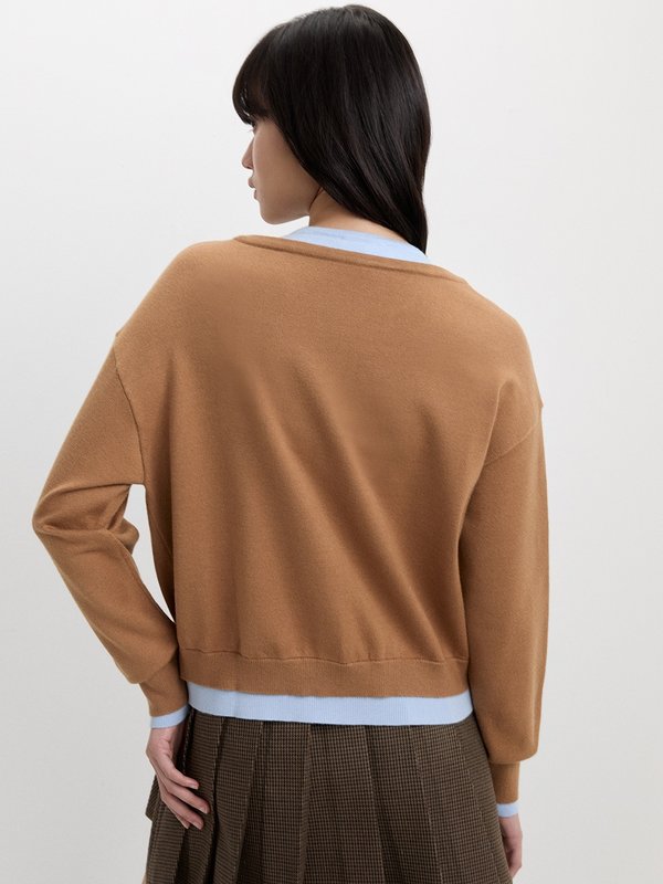 Pomelo Pomelo Oversized Layered Cardigan - Brown