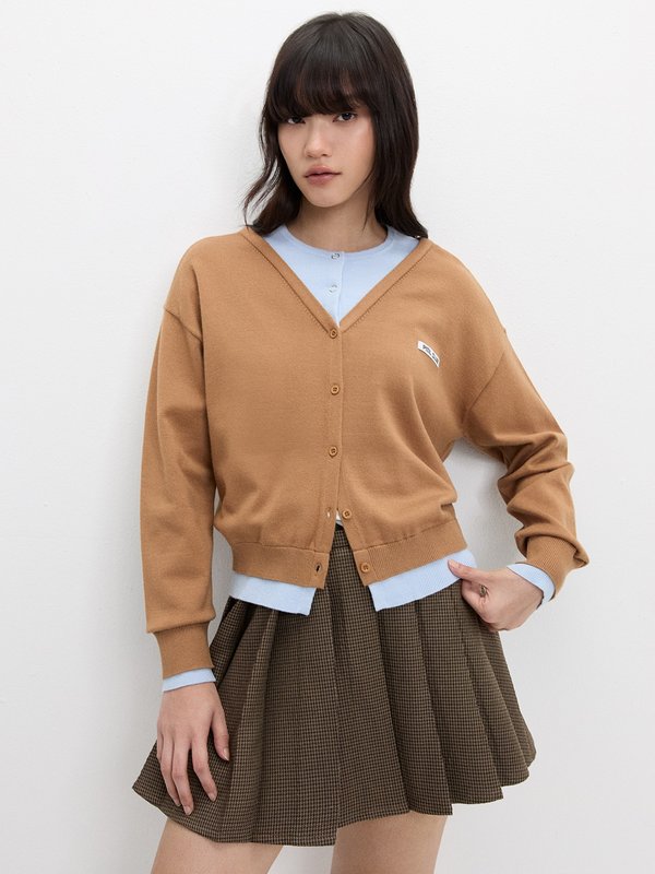 pomelo Pomelo Oversized Layered Cardigan - Brown