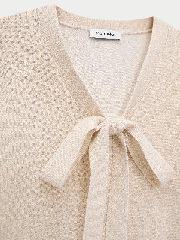 Pomelo Pomelo Oversized Tie Detail Knit Top - Ivory