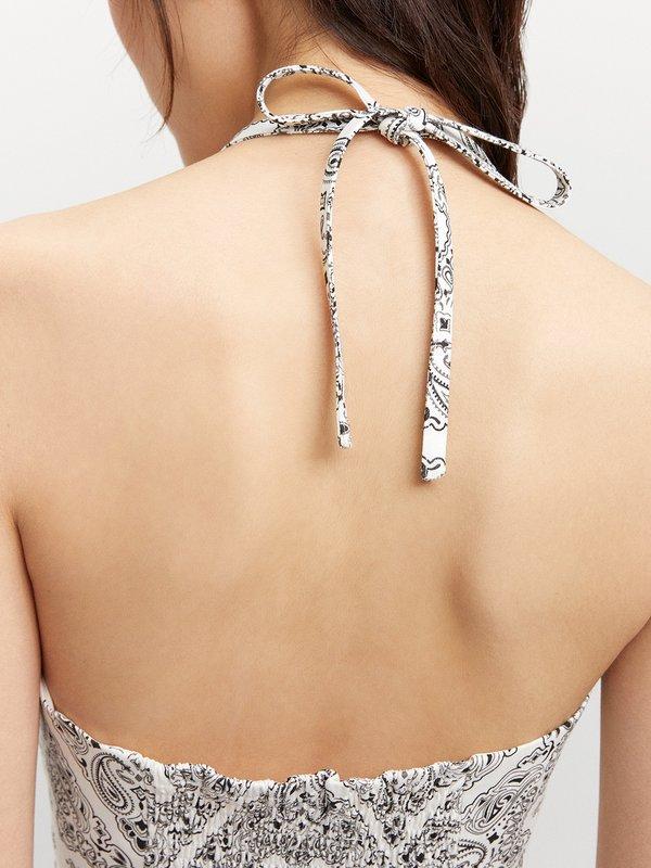 Pomelo Pomelo Paisley Crop Top - White