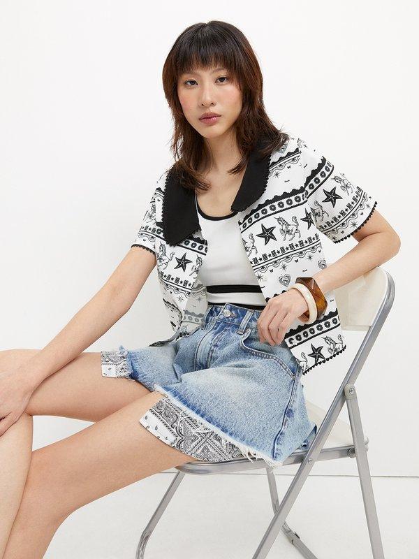 Pomelo Pomelo Paisley Shorts - Blue