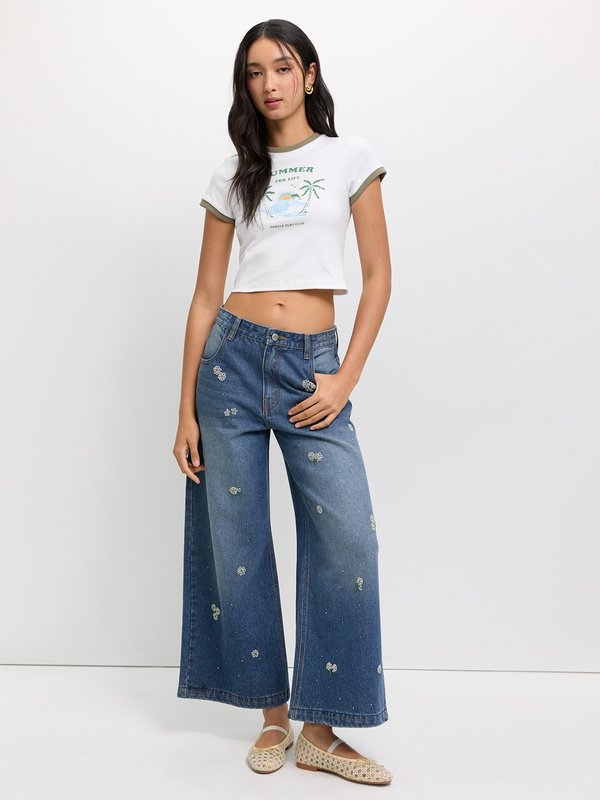 Pomelo Pomelo Palm Tree Graphic Print Tee - White