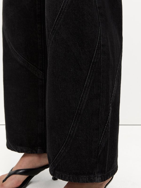 Pomelo Pomelo Panel Low Waist Jeans - Black