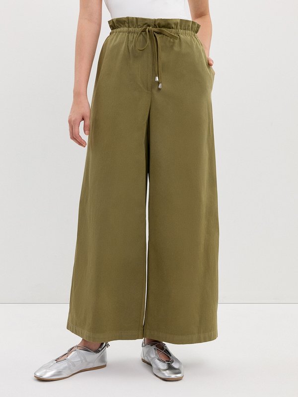 pomelo Pomelo Paperbag Pants - Olive