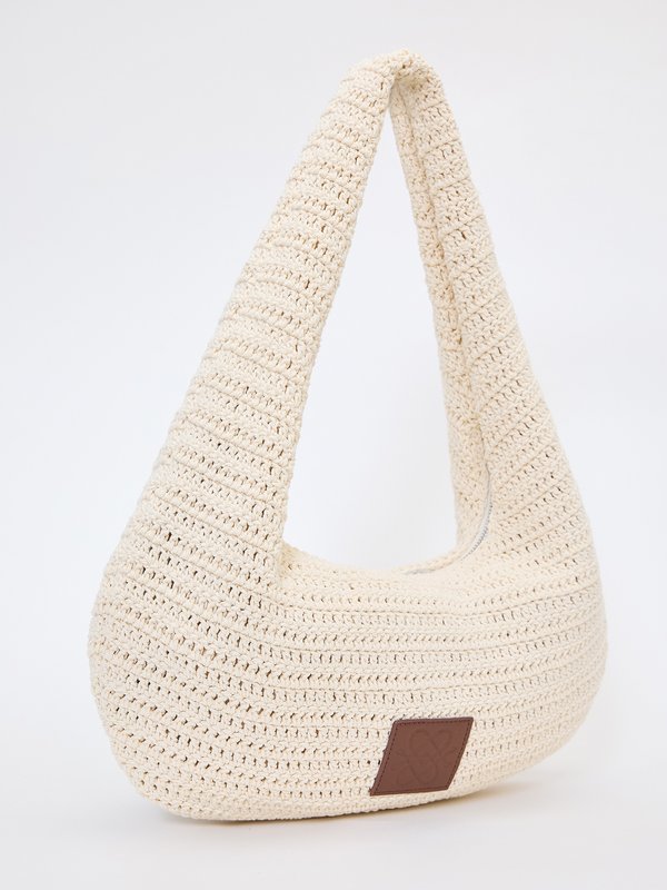 Pomelo Pomelo Patches Slouchy Knit Bag - Beige