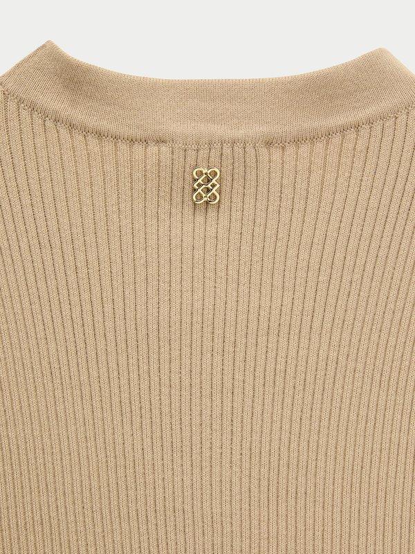 Pomelo Pomelo Peplum Knit Vest - Taupe