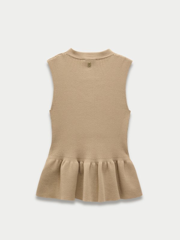 Pomelo Pomelo Peplum Knit Vest - Taupe
