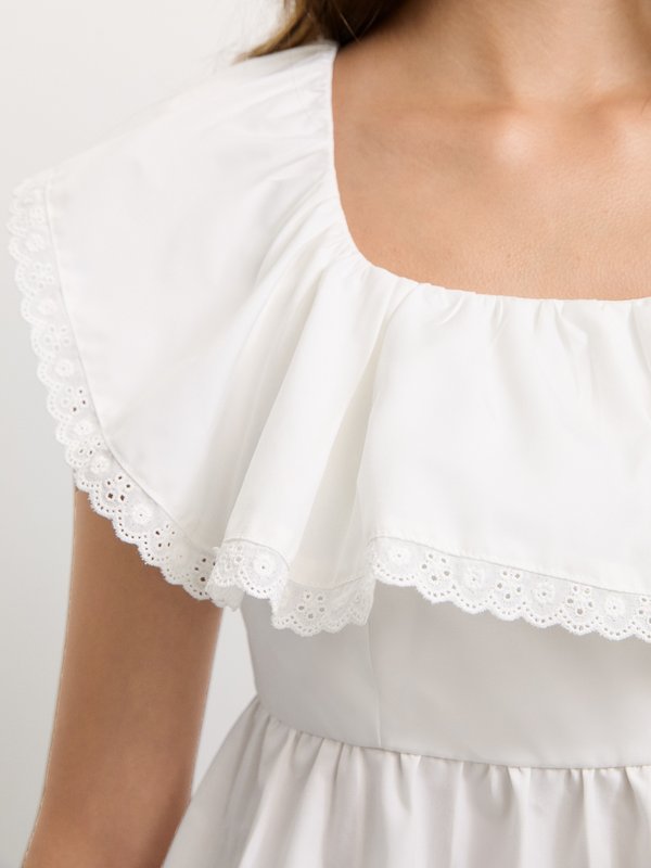 Pomelo Pomelo Peplum Lace Trim Blouse - White