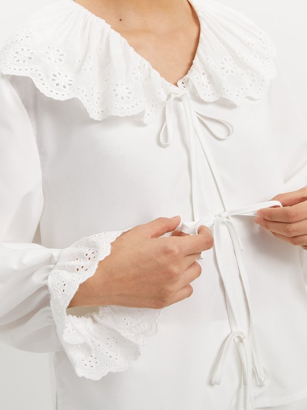 Pomelo Pomelo Peter Pan Bow Tie Blouse - White