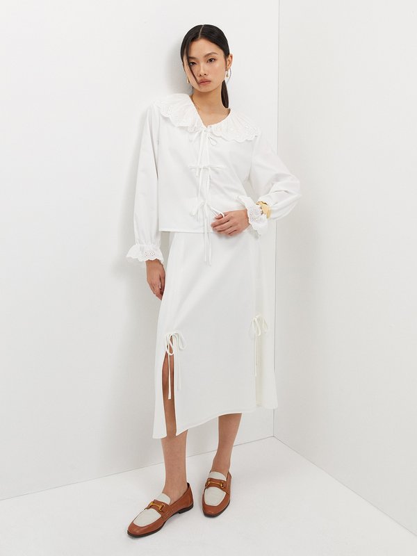 Pomelo Pomelo Peter Pan Bow Tie Blouse - White