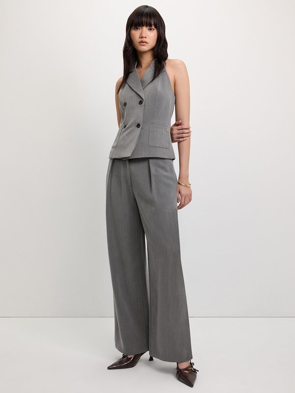 pomelo Pomelo Pinstripe Pants - Mid Grey