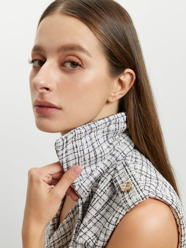 Pomelo Pomelo Plaid Double-Breasted Vest - Off-White