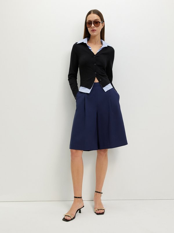 Pomelo Pomelo Pleated Bermuda Shorts - Navy