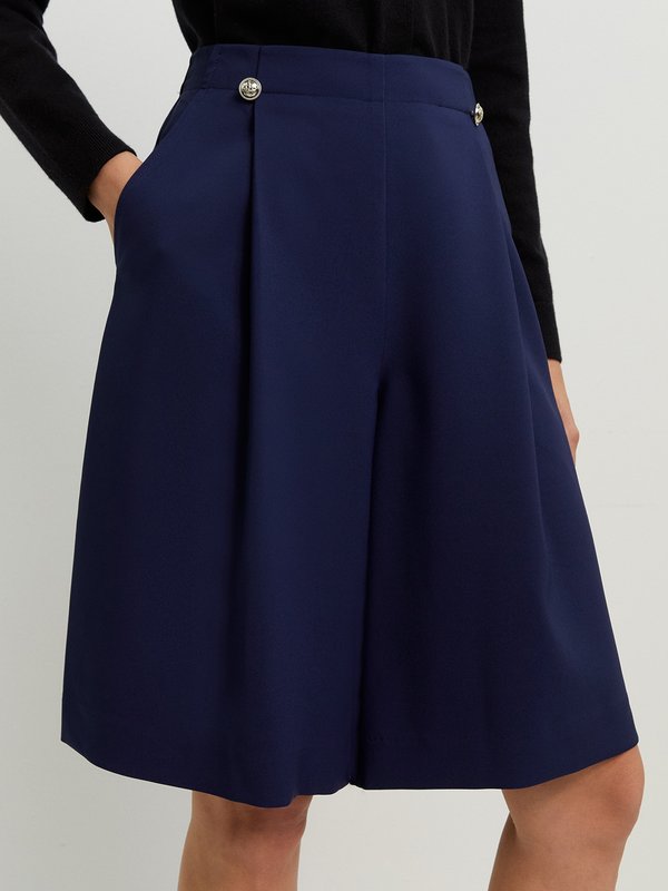 pomelo Pomelo Pleated Bermuda Shorts - Navy