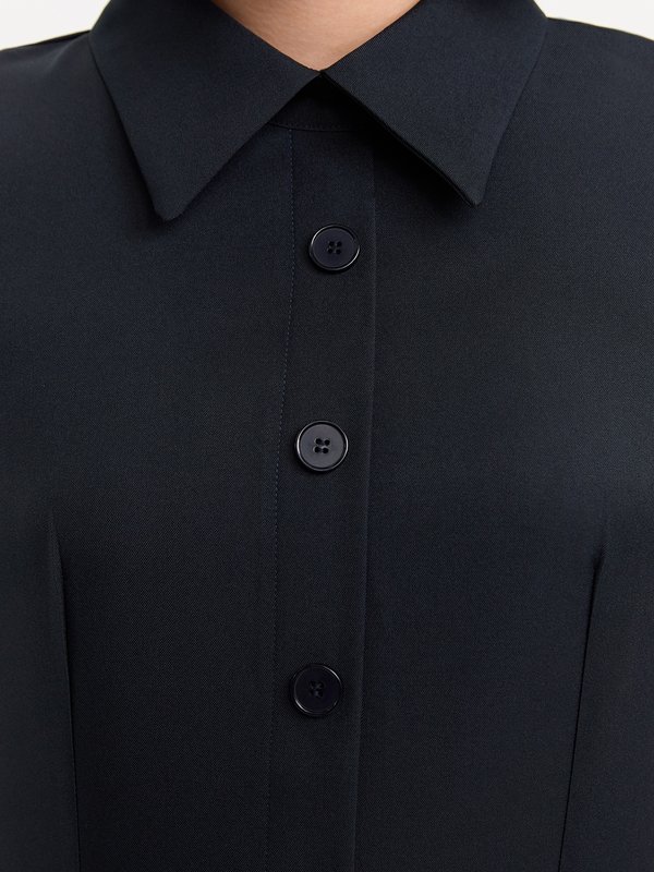 Pomelo Pomelo Pleated Button-Up Dress - Dark Navy