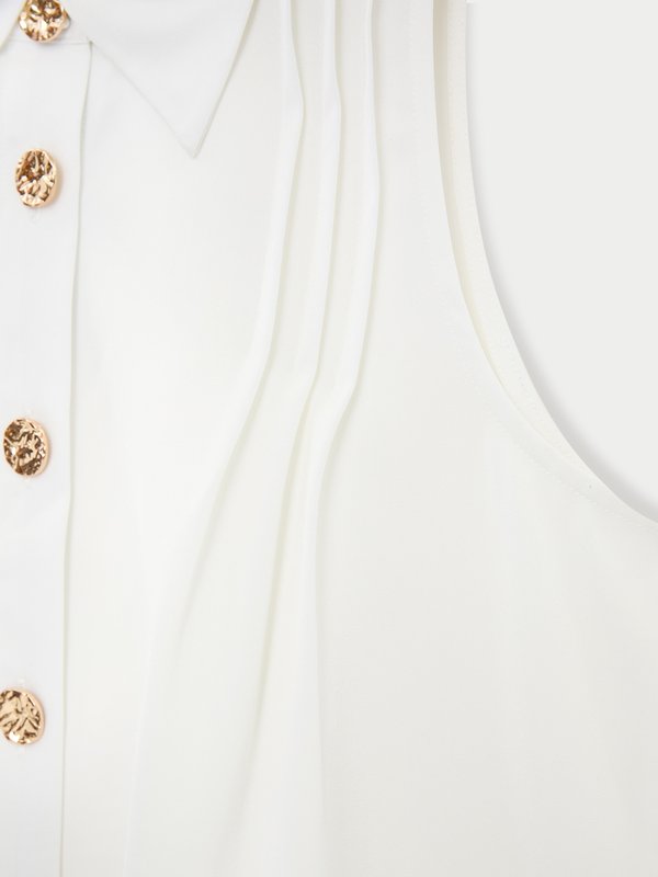 Pomelo Pomelo Pleated Buttoned Top - White