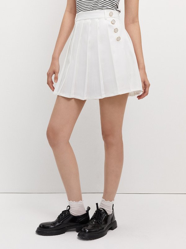 Pomelo Pomelo Pleated Chic Skort - White