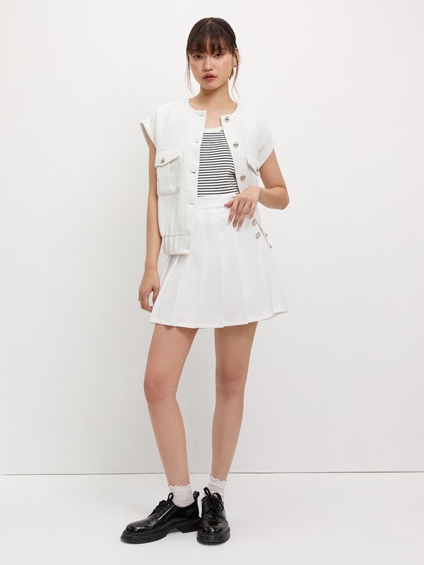 Pomelo Pomelo Pleated Chic Skort - White