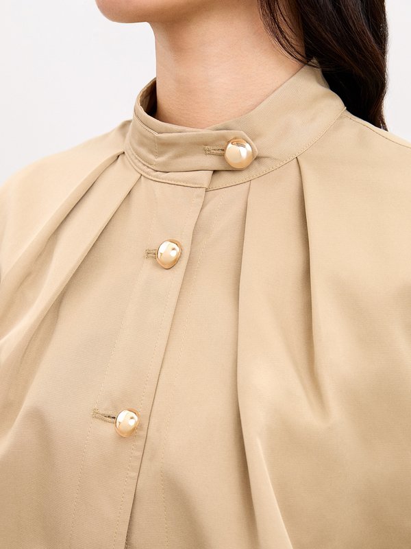 Pomelo Pomelo Pleated Cropped Jacket - Brown