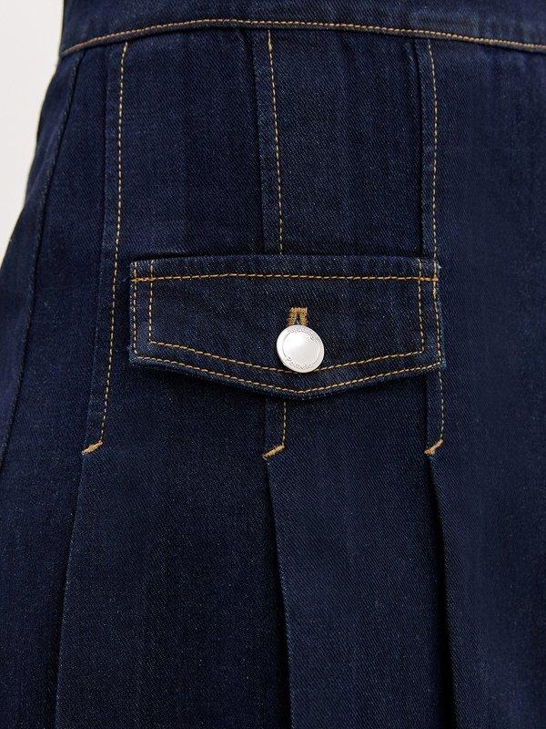 Pomelo Pomelo Pleated Denim Skirt - Indigo