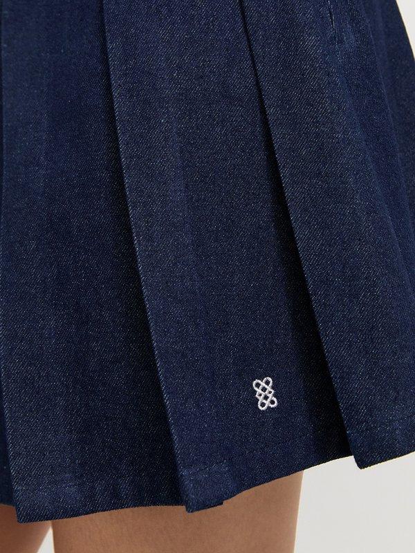 Pomelo Pomelo Pleated Denim Skirt - Navy