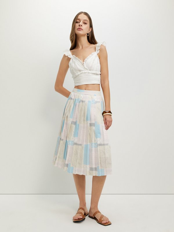 Pomelo Pomelo Pleated Graphic Print Skirt - Print