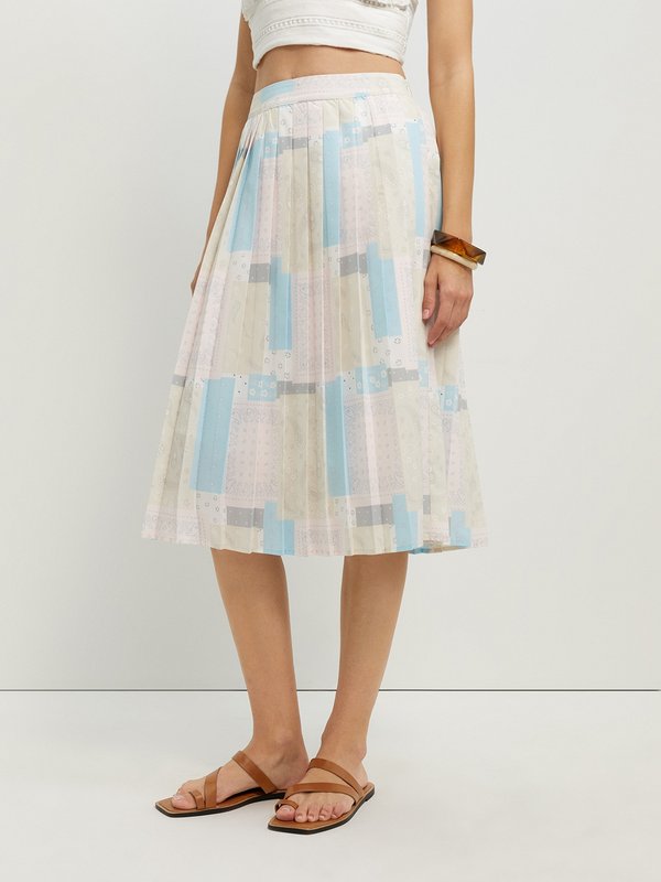 pomelo Pomelo Pleated Graphic Print Skirt - Print