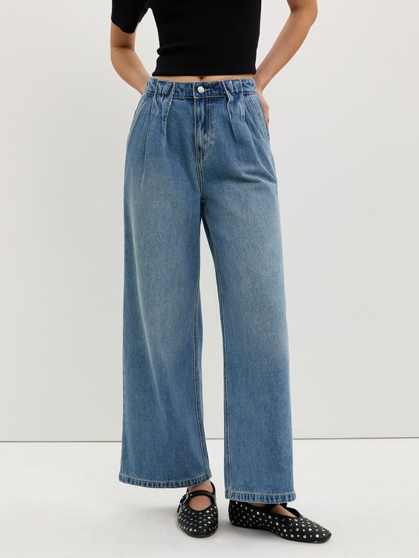 pomelo Pomelo Pleated Jeans - Baby Blue