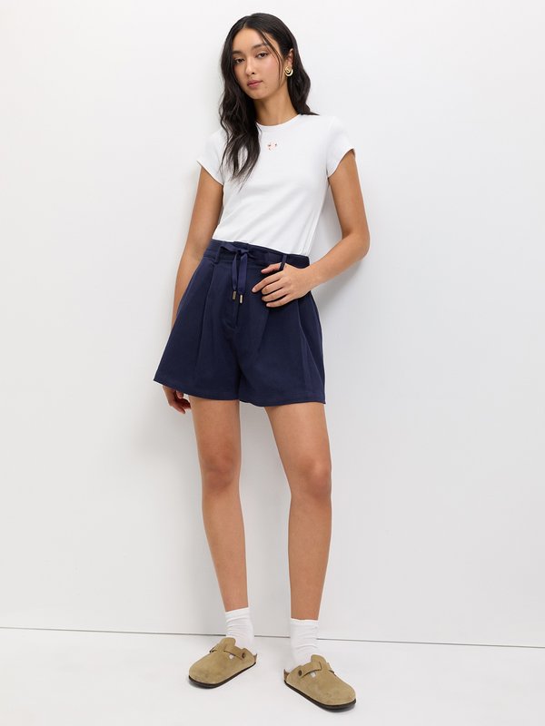 Pomelo Pomelo Pleated Shorts - Navy