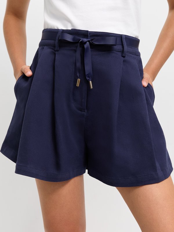 pomelo Pomelo Pleated Shorts - Navy