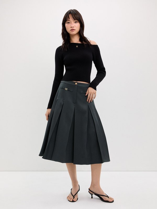 Pomelo Pomelo Pleated Skirt - Dark Grey