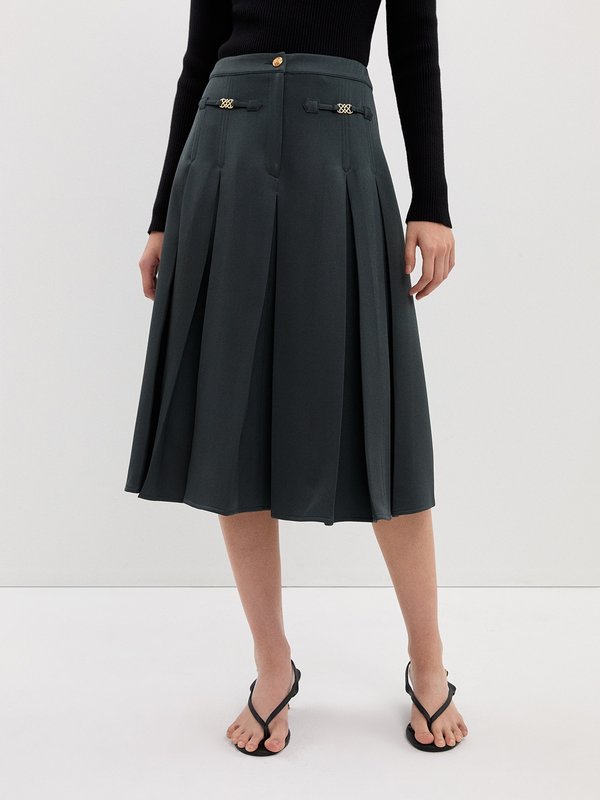 pomelo Pomelo Pleated Skirt - Dark Grey