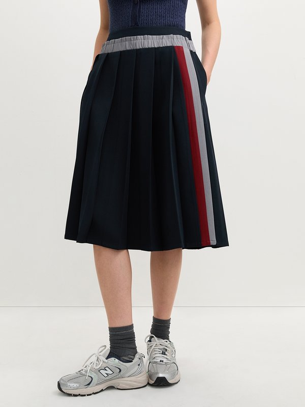 pomelo Pomelo Pleated Skirt - Navy