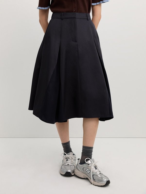 pomelo Pomelo Pleated Skirt - Navy