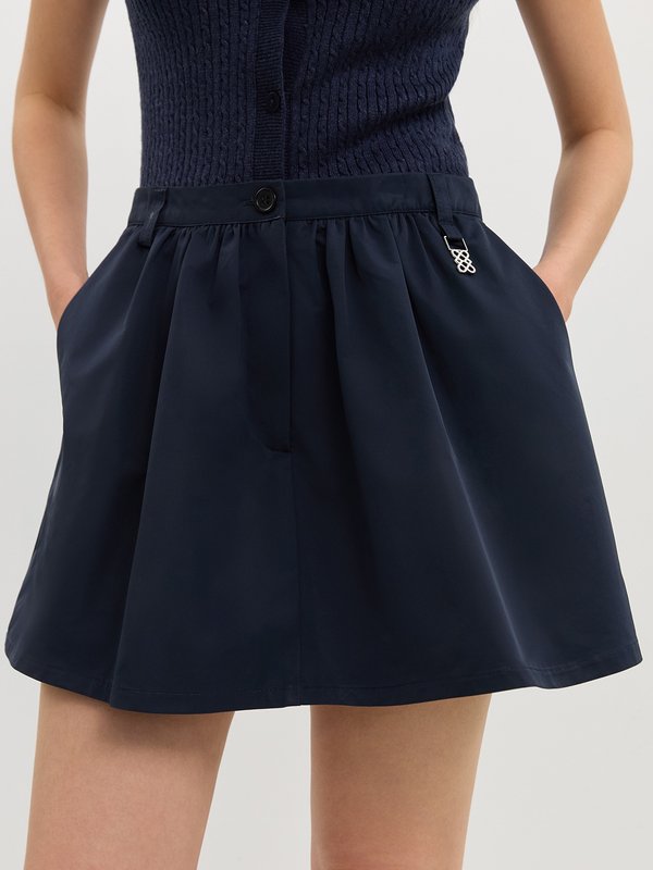 pomelo Pomelo Pleated Skirt - Navy