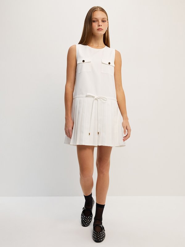 Pomelo Pomelo Pleated Sleeveless Dress - White